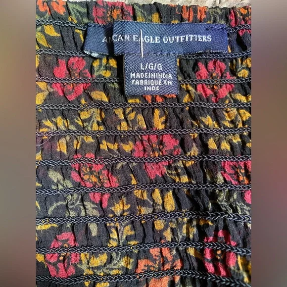 American Eagle Outfitters Black Floral Blouse - Picture 3 of 5